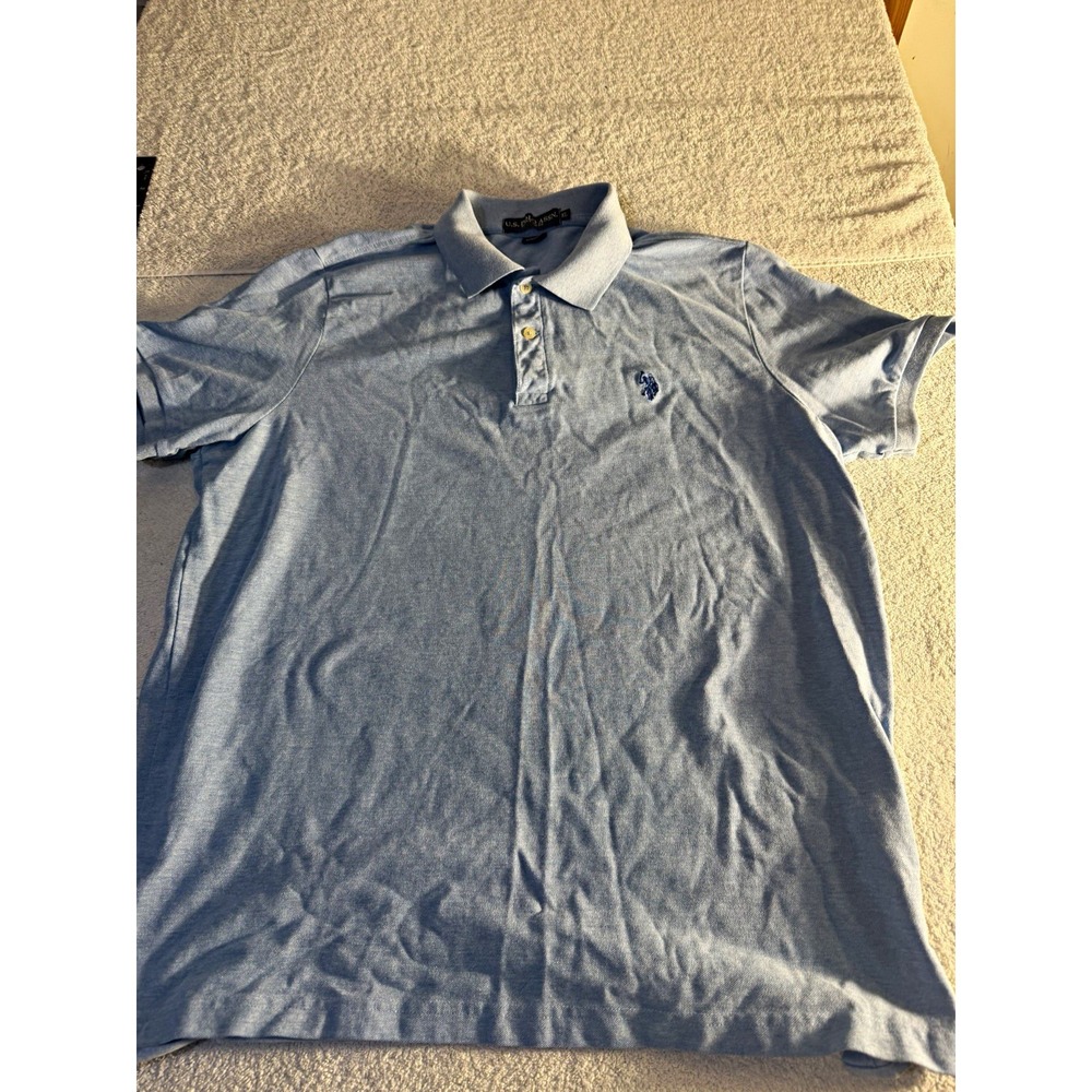 U.S. Polo Assn. Men's XL Blue Solid Short Sleeve Polo Shirt Embroidered Logo